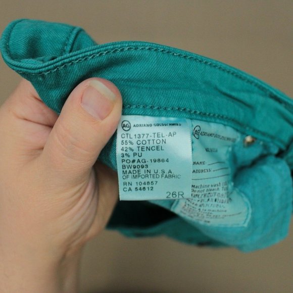 AG Adriano Goldschmied Stevie Ankle Slim Straight Jeans Women's Size 26 Teal - Picture 9 of 9